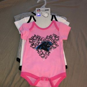 NEW Baby 0-3 Carolina Panthers Onesies